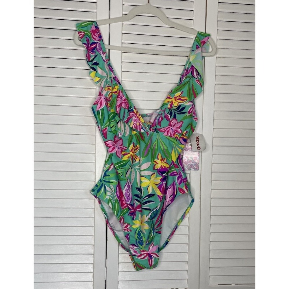 NWT Stella Parker Size XL Ruffle Maillot One Piece‎ Swimsuit Women's  $108